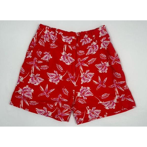 Joie Pants - Joie Red Orange Linen Blend Shorts Tropical Floral Sz: 2 City Chic Summer